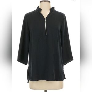 Elegant Black Women's Zip Blouse